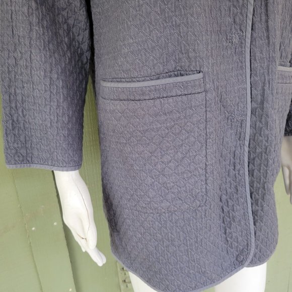 EILEEN FISHER Slate Blue Gray Quilted Cotton Coat Jacket XS - Picture 3 of 6